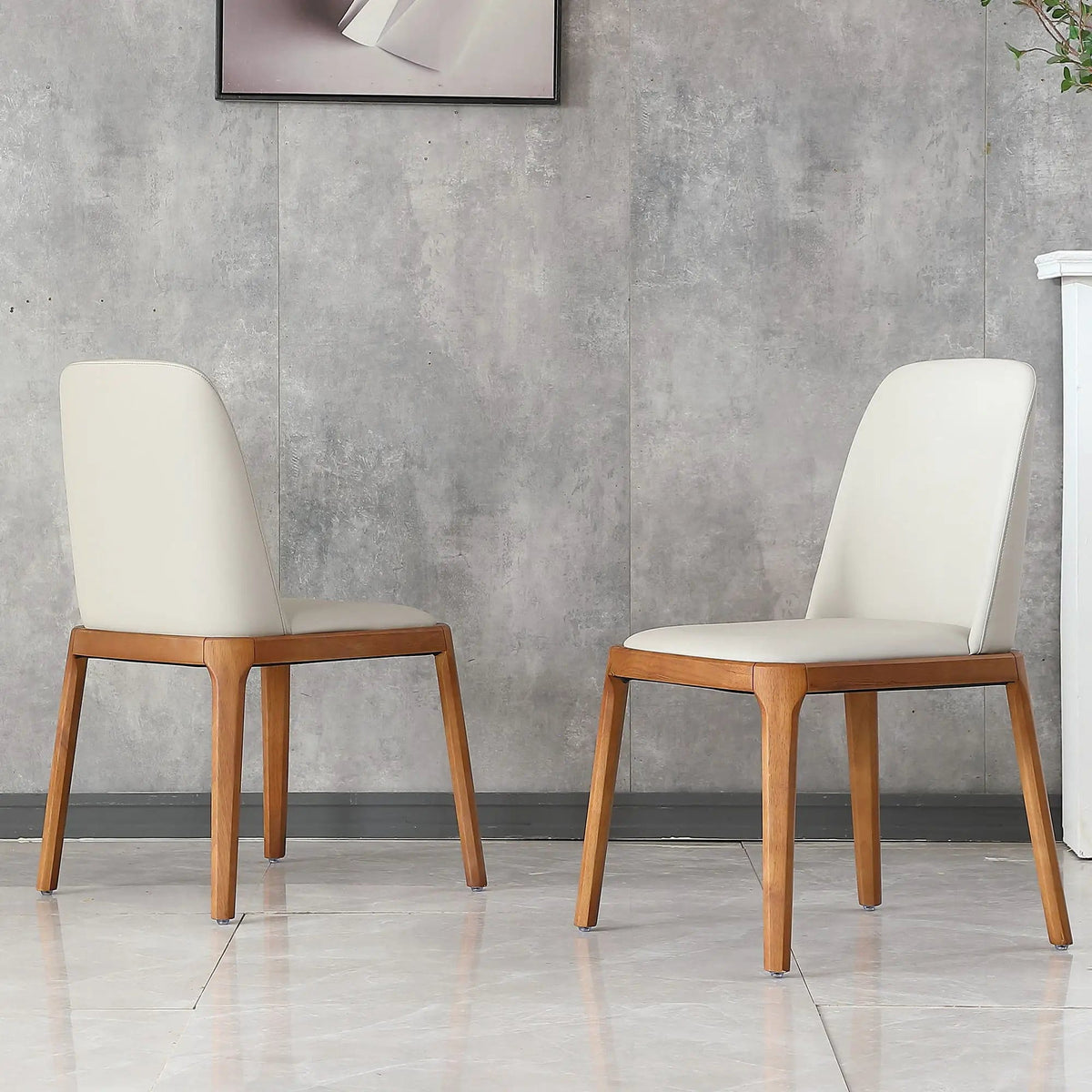 Modern Dining Chairs, Wooden Legs (Set of 2) - | 19.68 x 20.67 x 33.07 in | Velvet & Veneer | Gray