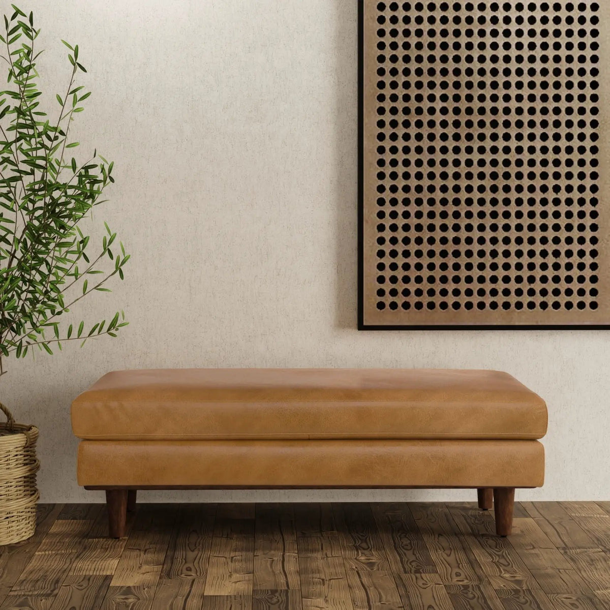 Morrison Handcrafted Ottoman | Mid-Century Modern Styling | Corner-Blocked Frame | 33 Inch Width