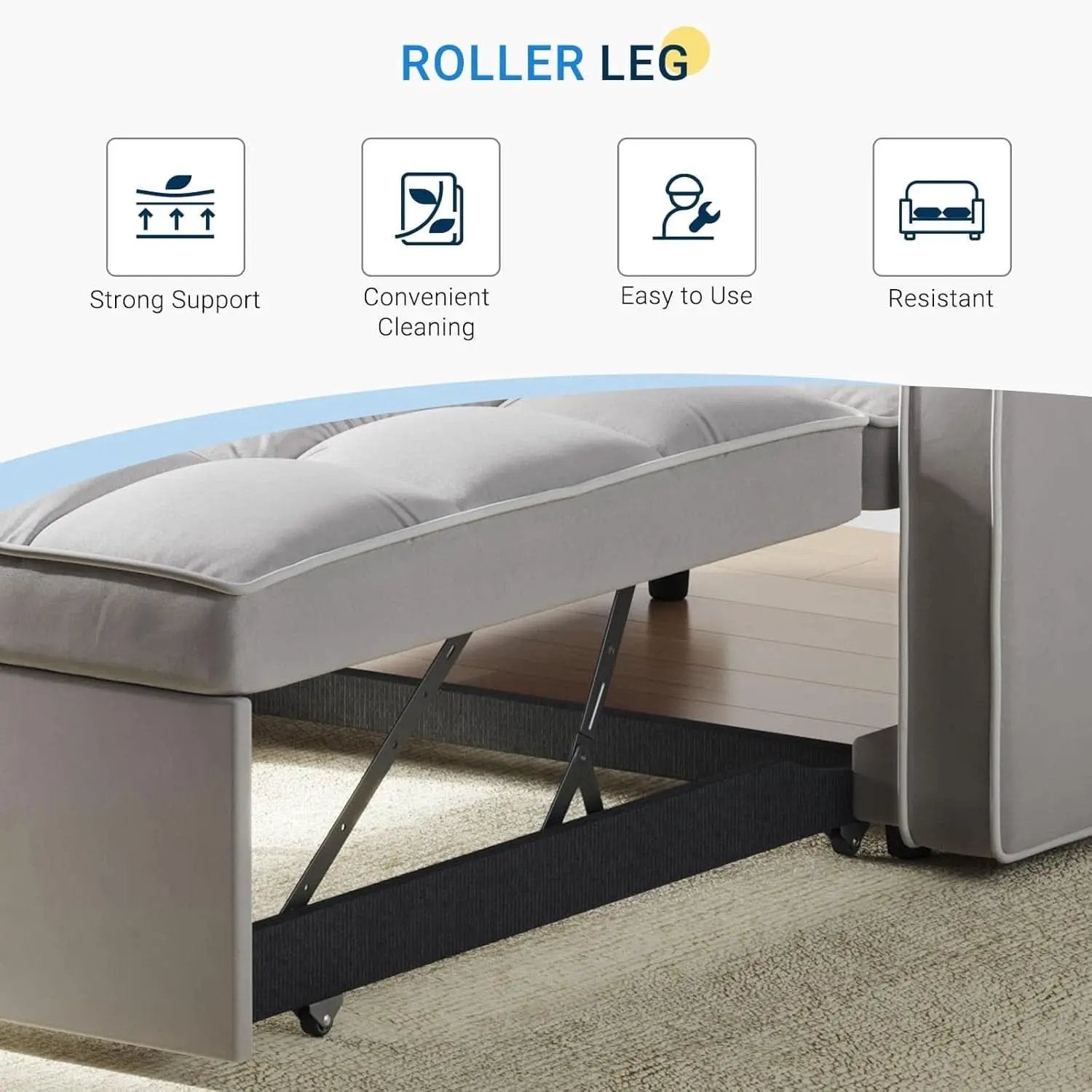 Grey Sleeper Sofa Bed Chair Three Level Adjustable Backrest from PriceLows™