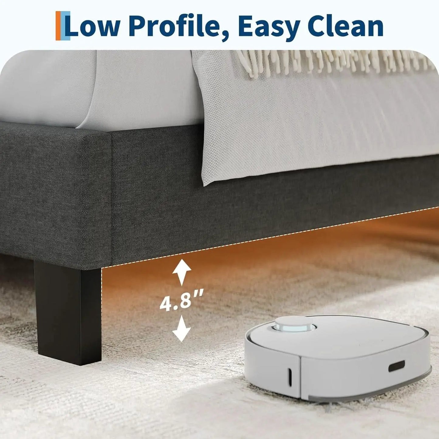 King Size Bed With Adjustable Headboard In Dark Grey from PriceLows™
