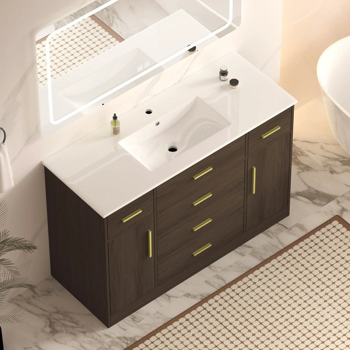 Bathroom Vanity With Abundant Storage | 2 Soft Close Doors | 6 Drawers | MDF Cabinet