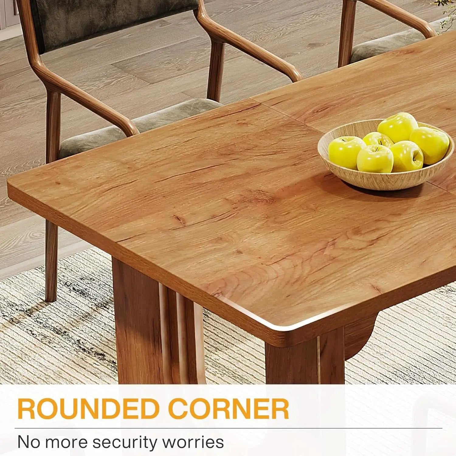 Dining Table 71 Inch Rustic Brown With Wood Pedestal from PriceLows™
