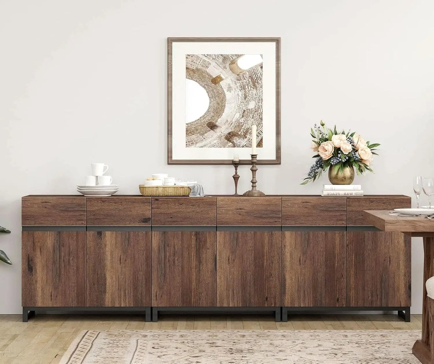 Brown 3 in 1 Sideboard Buffet Cabinet With Adjustable Shelf from PriceLows™