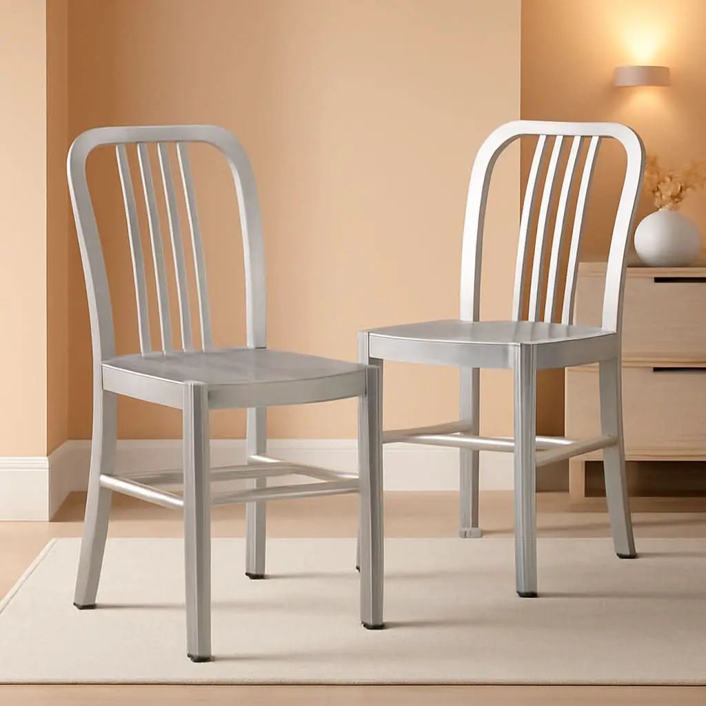 Gael Modern Metal Dining Chairs Set Of 2 In Silver