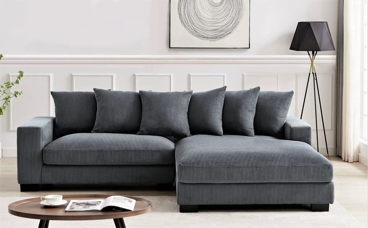 Luxe Oversized Sectional Sofa | 2 Piece L Shaped Couch | Chaise Included | Deep-Seated Design