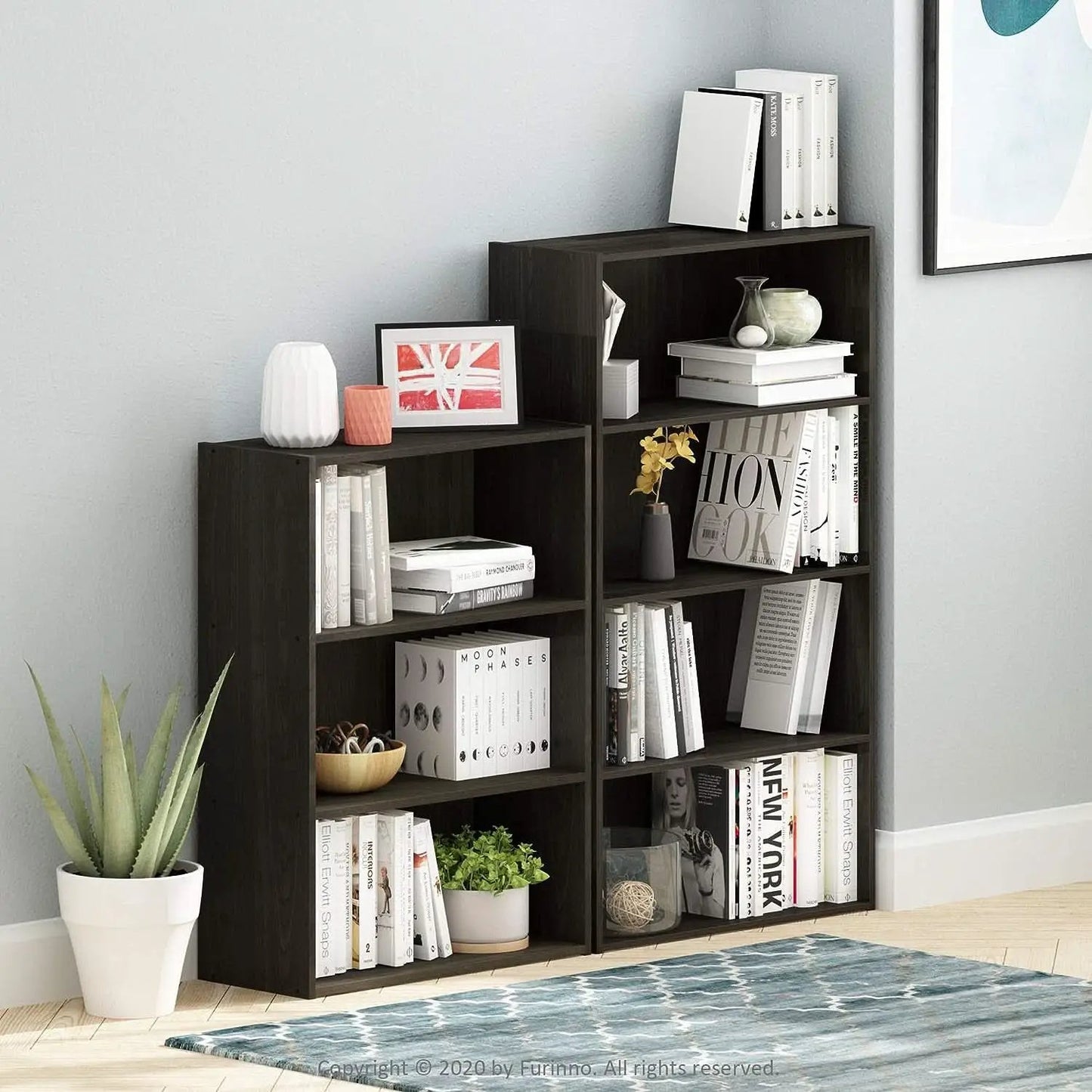 Espresso Four Tier Bookcase Bookshelf Storage Shelves from PriceLows™