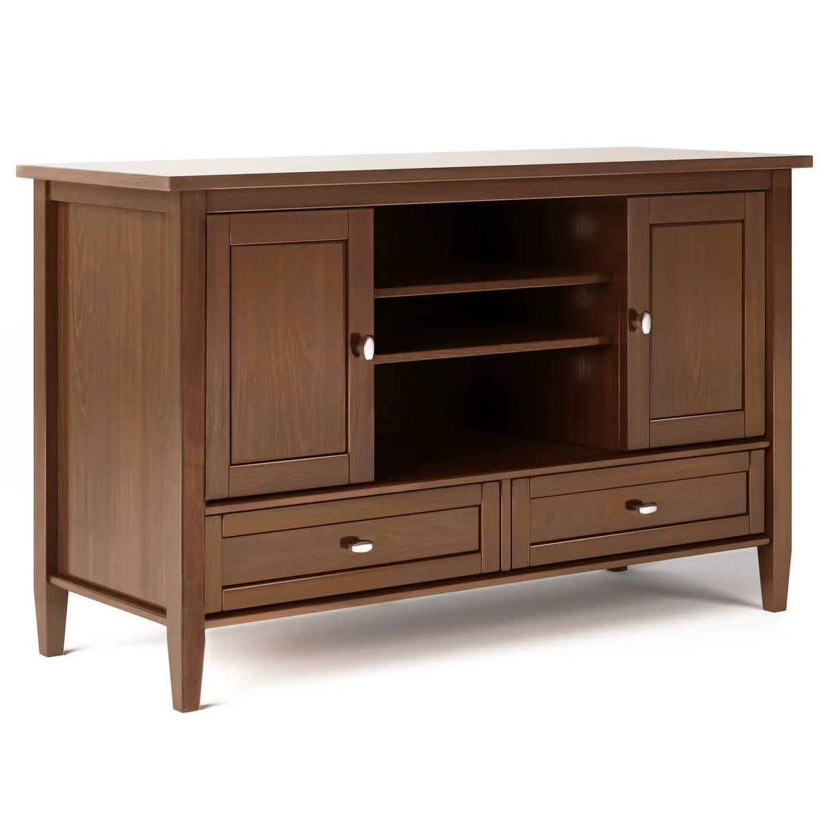Warm Shaker Transitional TV Media Stand | Handcrafted Solid Wood | Fits TVs Up To 50 Inch | Tall Design