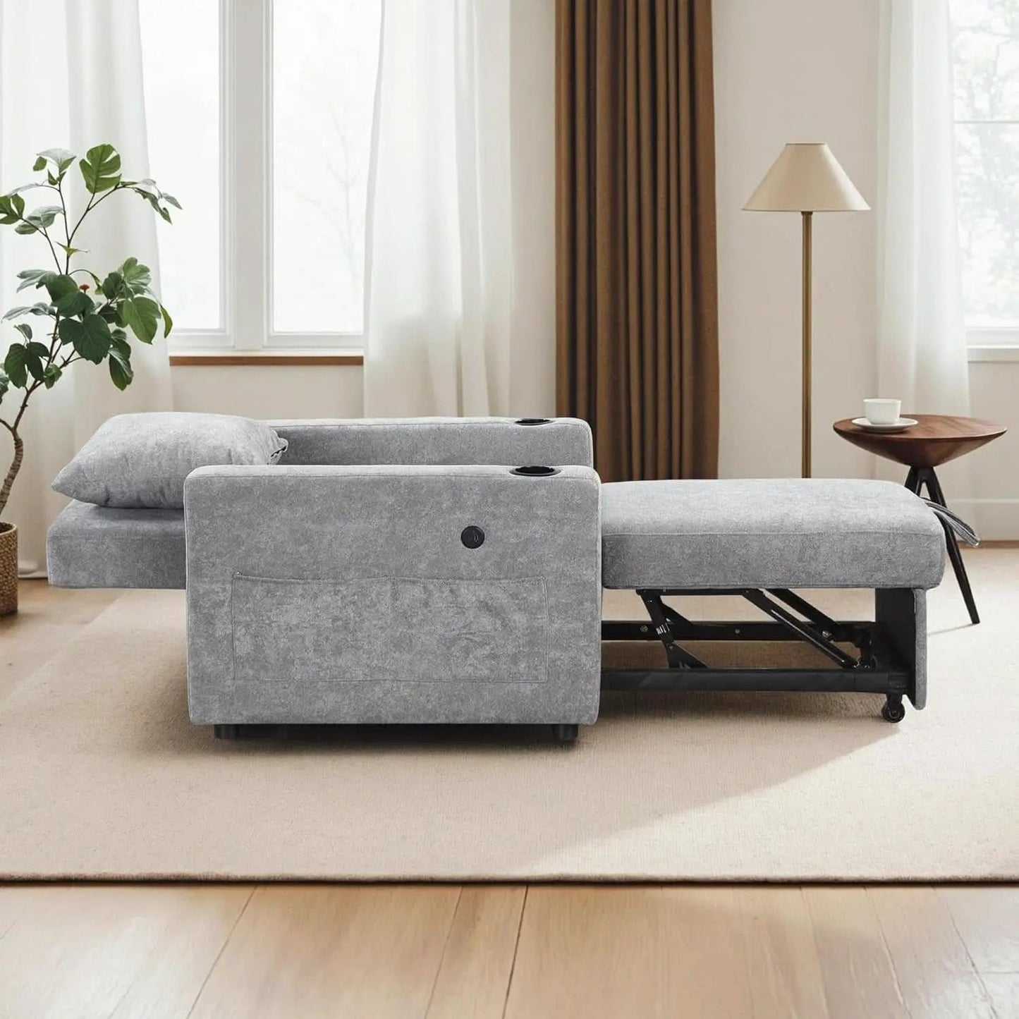 Convertible Sleeper Chair Bed With Linen Upholstery from PriceLows™