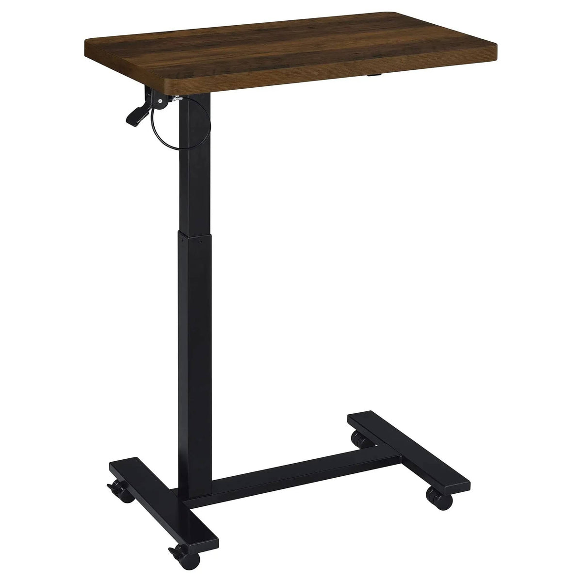 Westpark Pneumatic Adjustable C-Shape Side Table with Casters Dark Pine | 28 x 15.5 x 28.5 in | Engineered Wood & Metal | Home