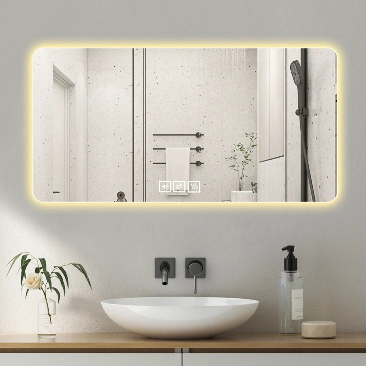 LED Bathroom Mirror | 59 Inch Width | 3 Color Dimmable Backlight | Corrosion Resistant