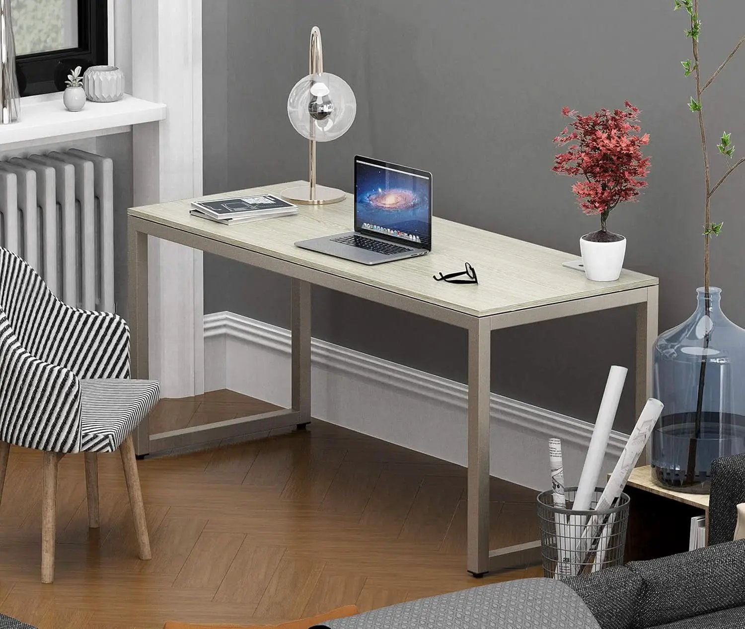 55 Inch Maple Computer Desk With Grommets And Glides from PriceLows™