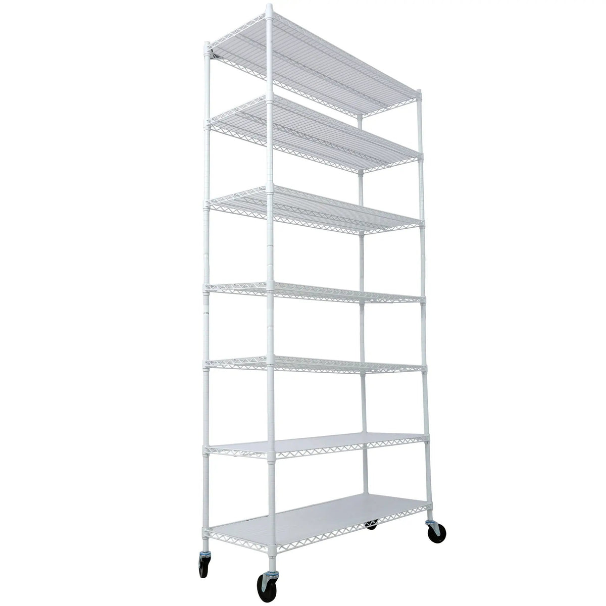 7 Tier Wire Shelving Unit | 2450 Lb Capacity | Adjustable 1 Inch Increments | Wheels Included