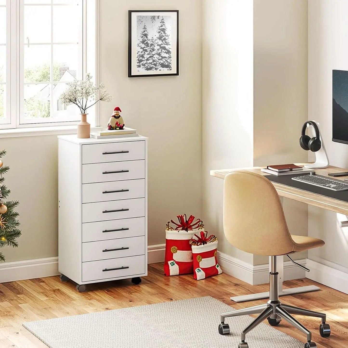 White 7 Drawer File Cabinet Storage For Home Office from PriceLows™