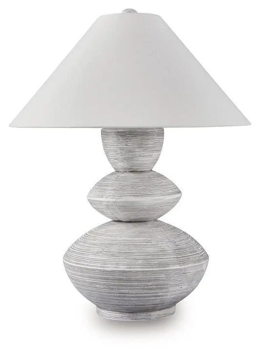 Brickdon Poly Table Lamp | 22.38 x 22.38 x 30.25 in | Fabric | Distressed White