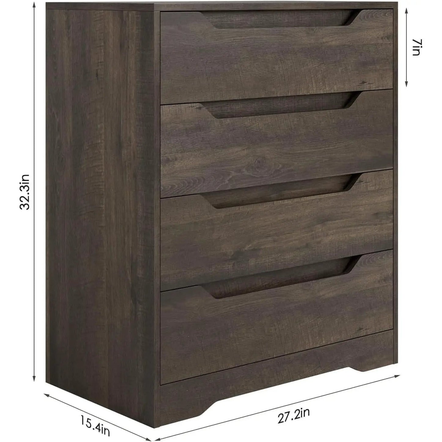 Modern 4 Drawer Dresser Walnut Finish For Bedroom Storage from PriceLows™