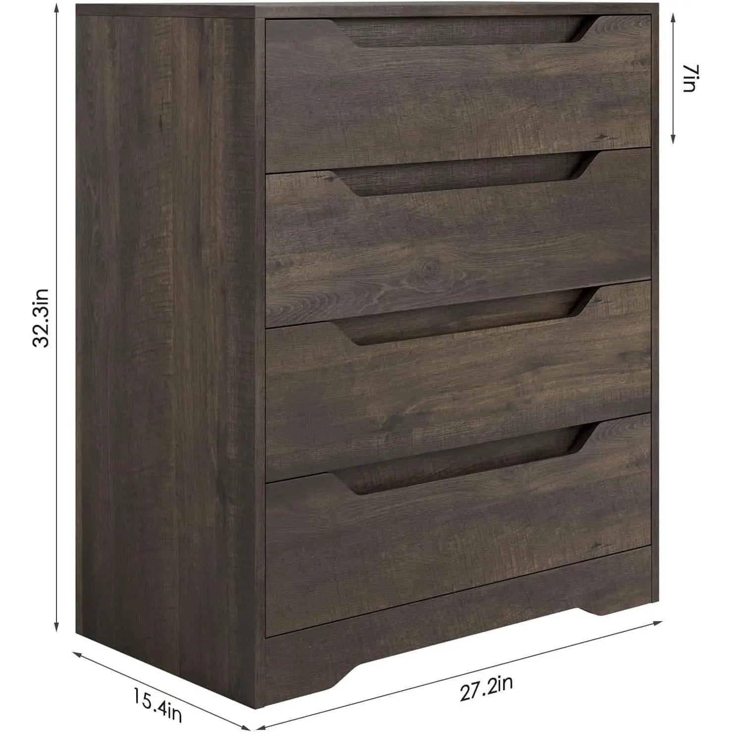 Modern 4 Drawer Dresser Walnut Finish For Bedroom Storage from PriceLows™