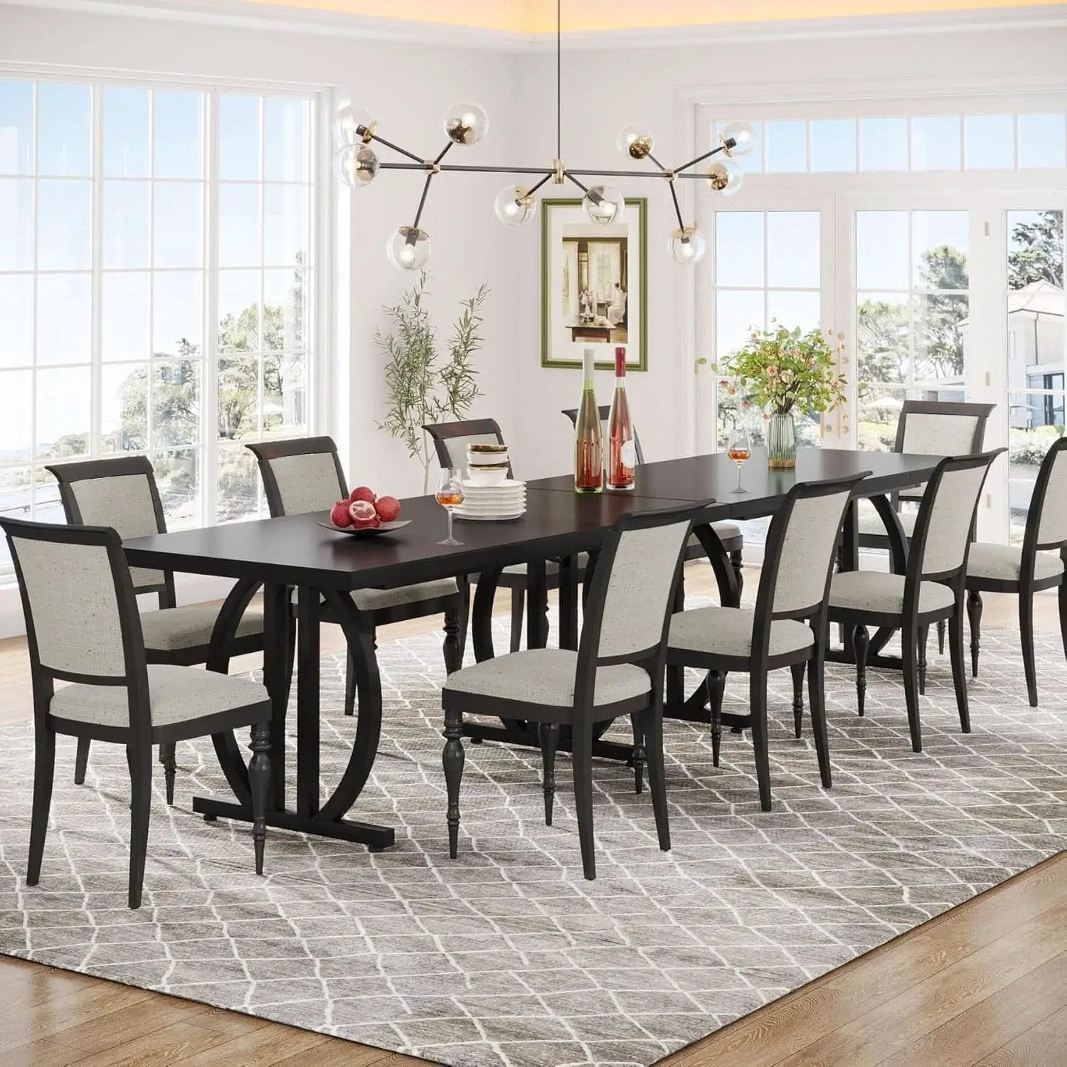 Black Modern Dining Table For Four To Six Rectangular from PriceLows™