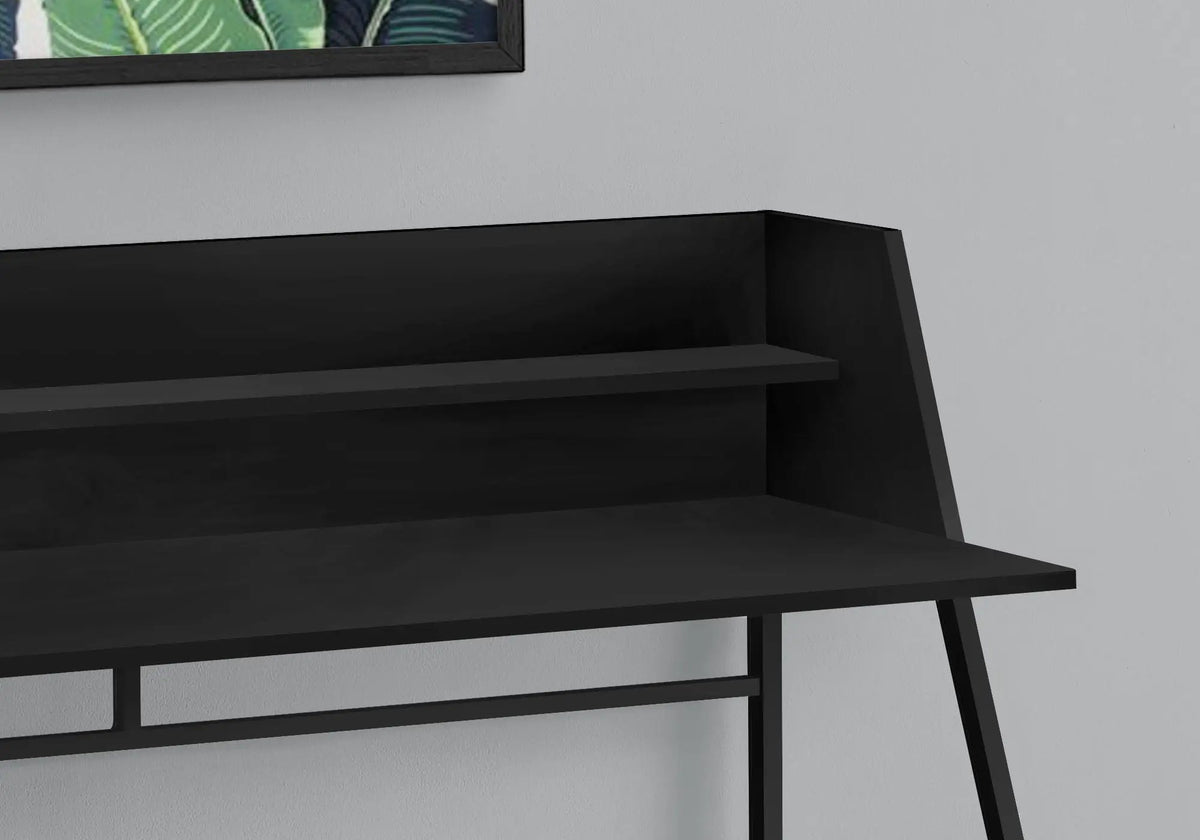 Marble Look Computer Desk | 47.25 Inch Width | Storage Shelves | Trapezoid Metal Base