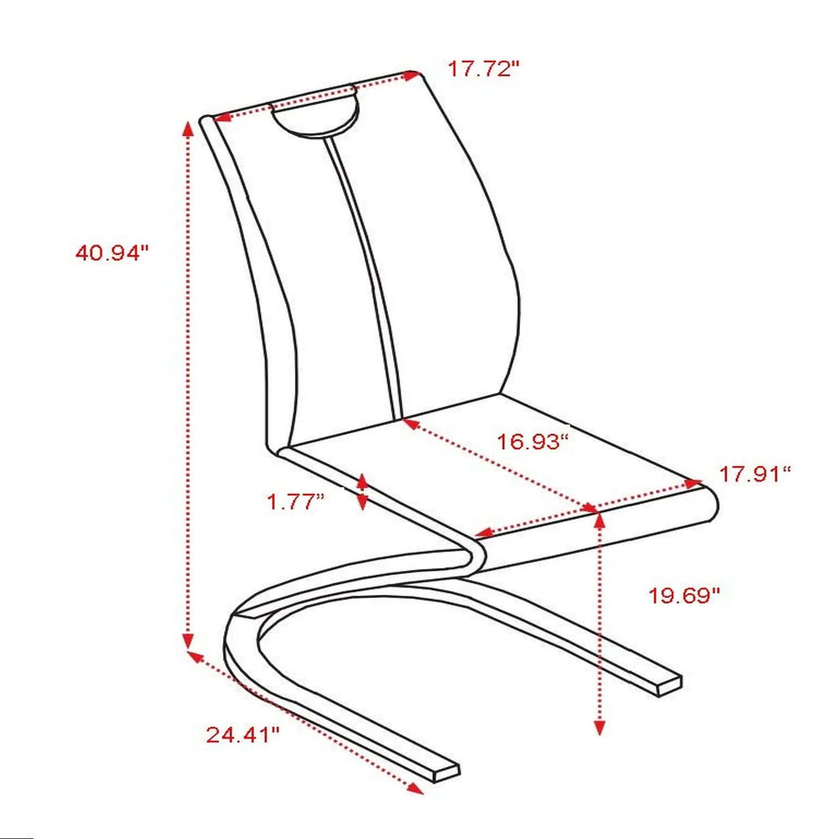 Anne Dining Chairs (Set of 2) | 17.32 x 25.79 x 34.25 in | Metal | Gray Pu