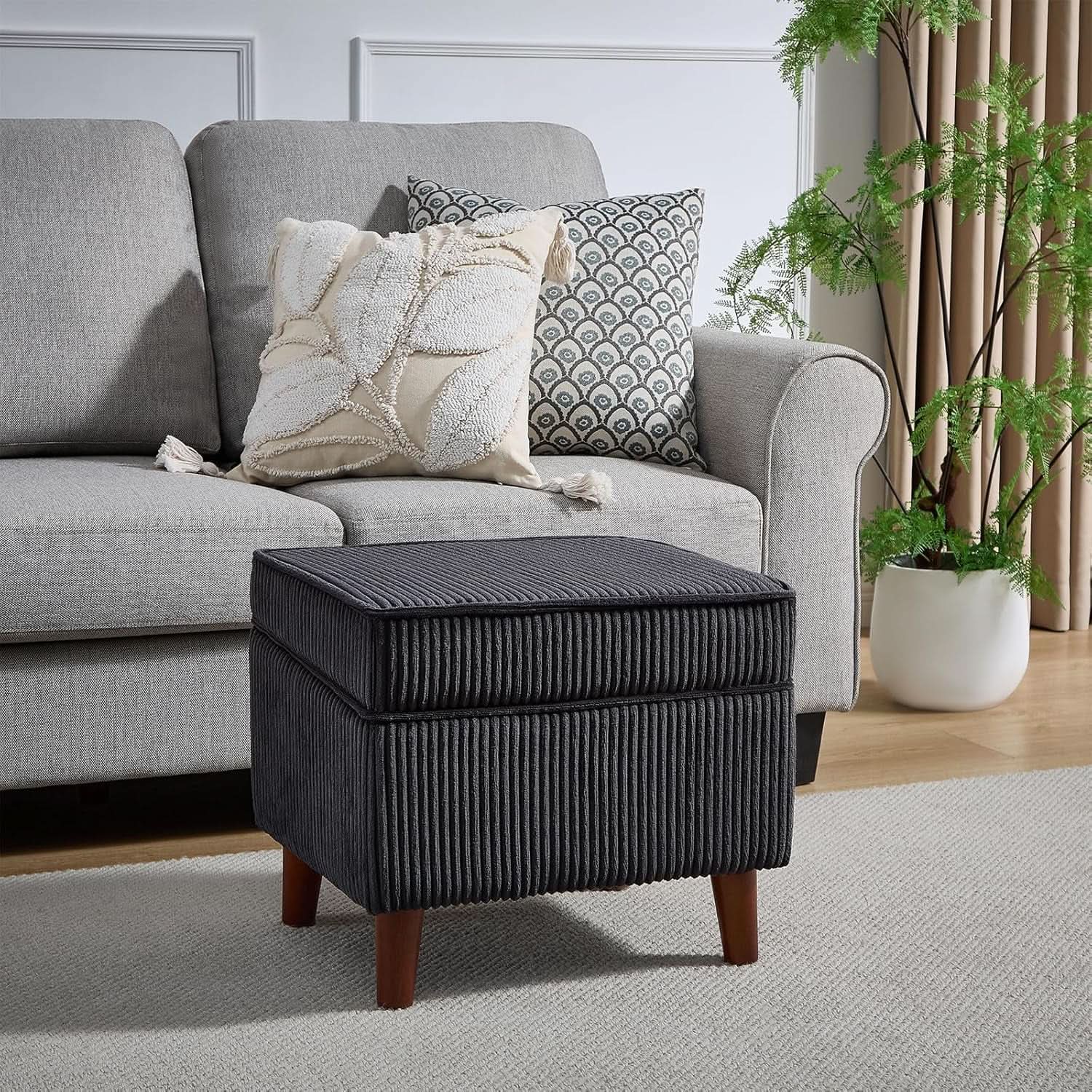 Storage Ottoman With Adjustable Lid Footrest Charcoalgray from PriceLows™