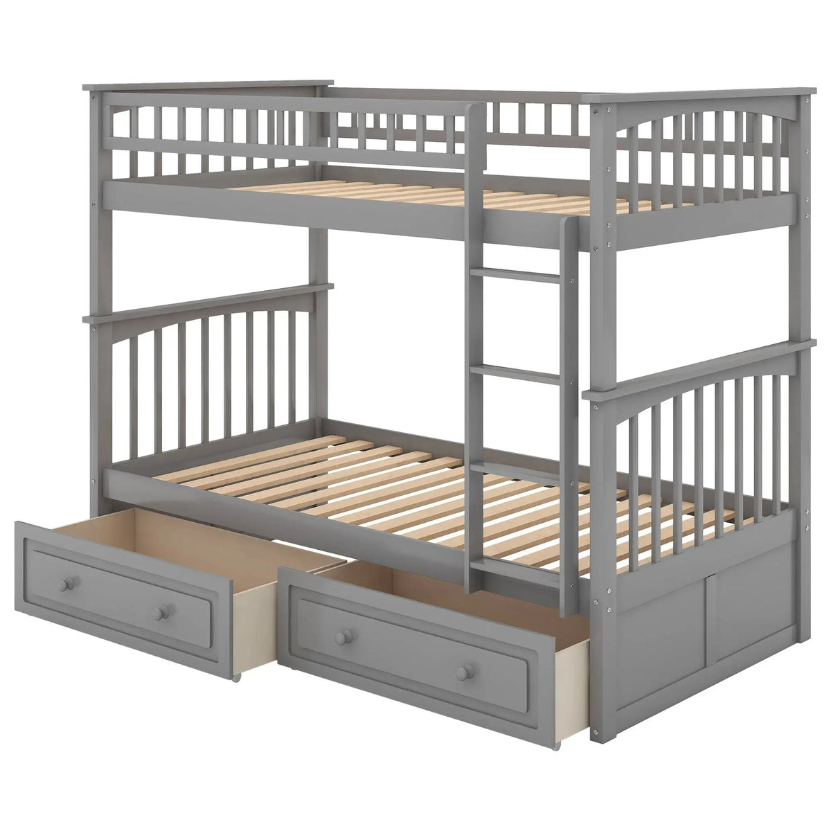 Twin Over Twin Bunk Bed | With Storage Drawers | Convertible | Twin Size