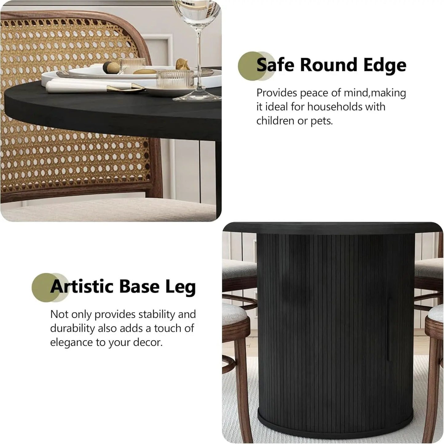 47 Inch Round Dining Table For 4 With Storage Shelf Black from PriceLows™