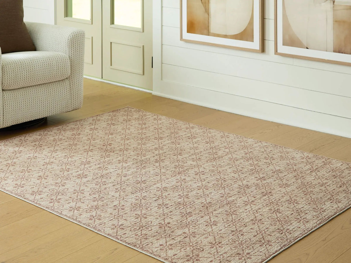 Lyamford Area Rug | 94 x 120 Inch | Timeless Diamond Design | Beige Gray And Brown