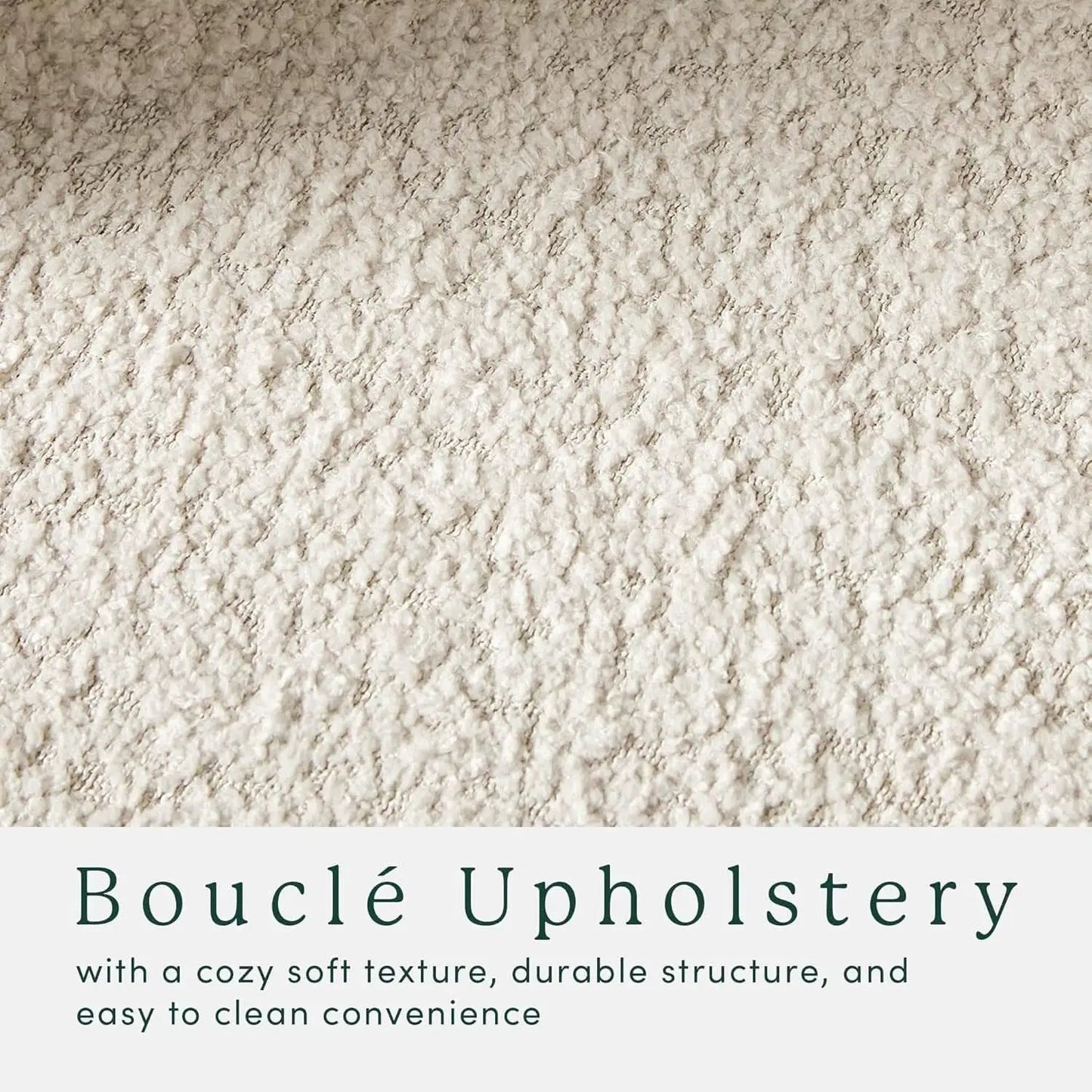 Ivory Luxurious Storage Bouclé Ottoman Wooden Legs from PriceLows™