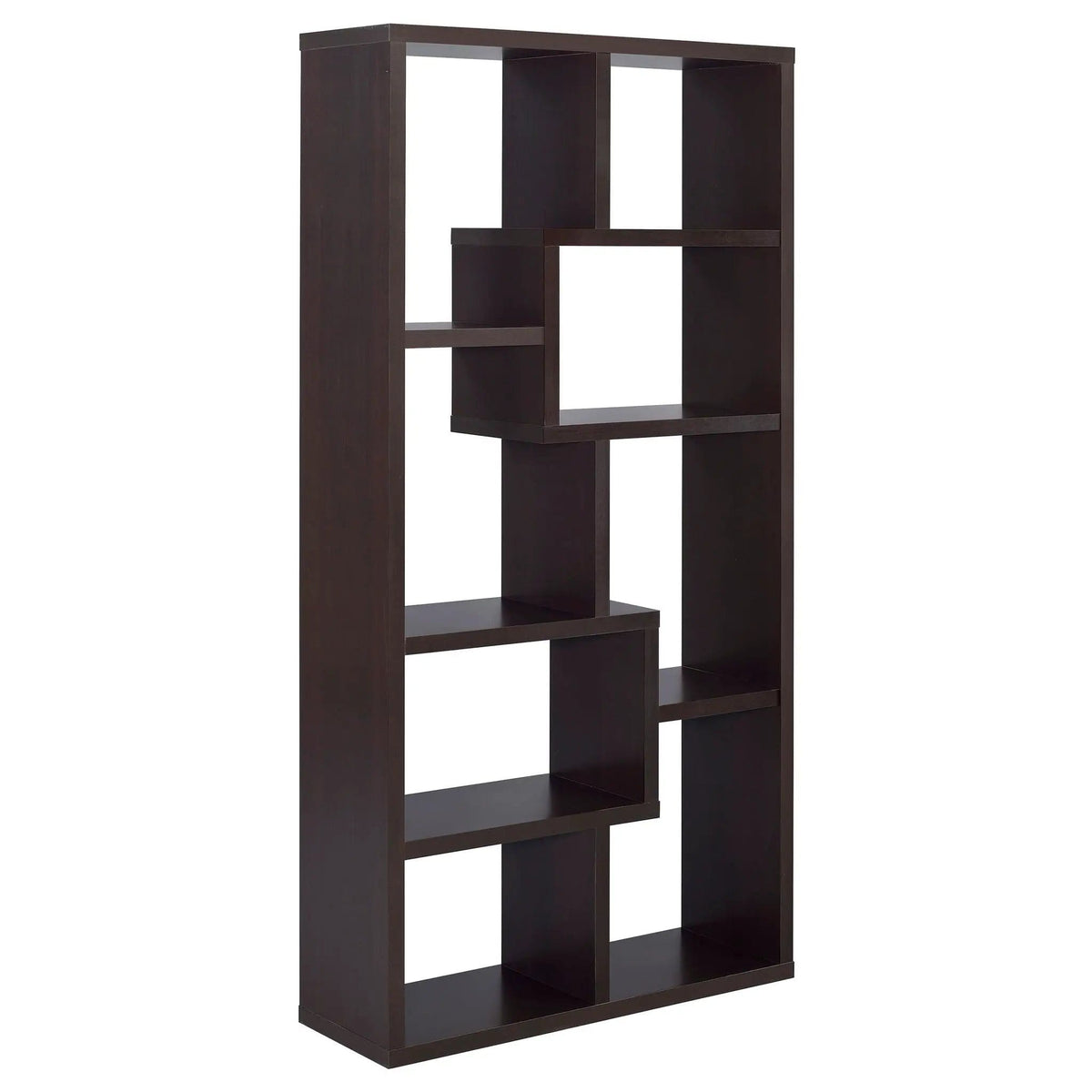 Theo 71-inch 6-shelf Bookshelf Standard Bookcase | 35 x 11.75 x 70.75 in | Engineered Wood & Veneer | Cappuccino
