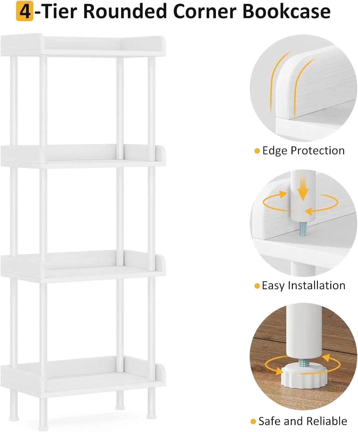 Wooden 4 Tier Bookcase For Small Spaces Living Room from PriceLows™