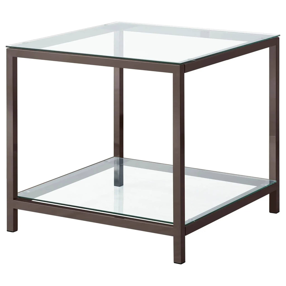 Trini 2-piece Coffee and End Table Set Black Nickel | 2-Piece Set | Tempered Glass & Steel | Dining Room