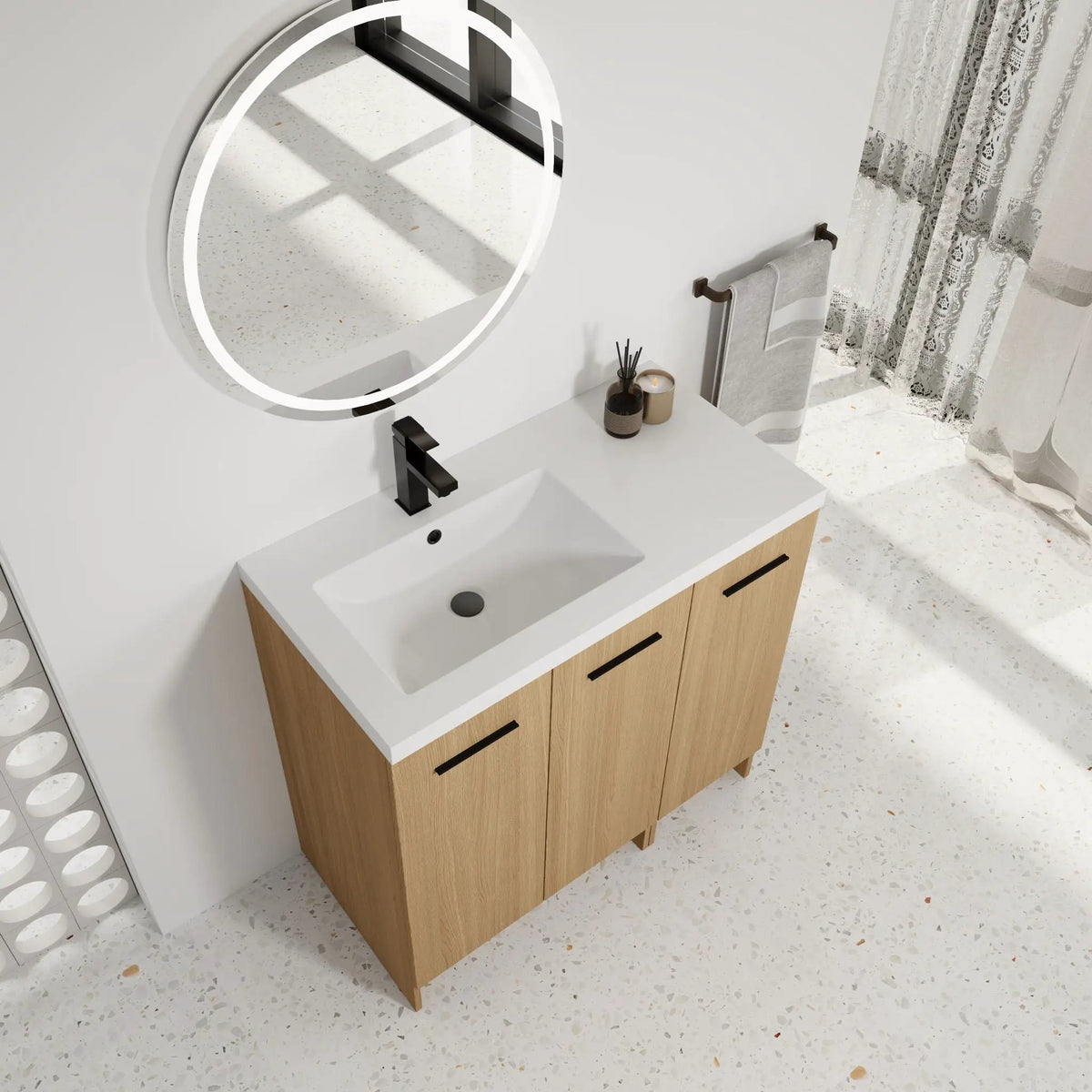 Wall Mounted Floating Bathroom Vanity | 3 Door Modular | Gel Coat Sink