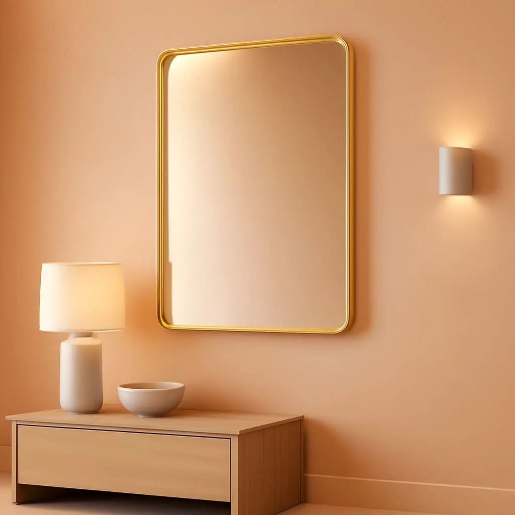 Bathroom Mirror 22x30 Inch Wall Mounted Gold Frame Tempered from PriceLows™