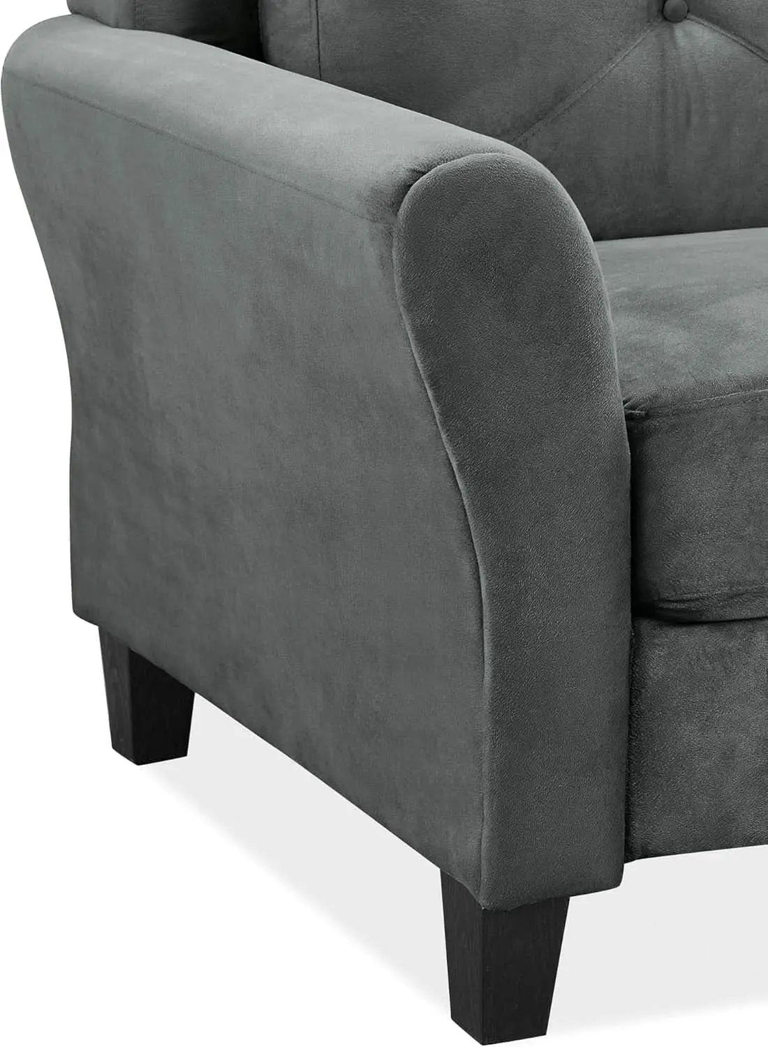 Harrington Grey Sofa Button Tufted Rolled Arm With Plush Cushions from PriceLows™