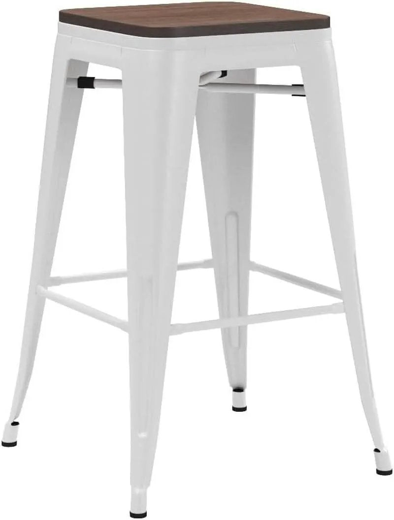 Metal Bar Stools Set of Four Backless Stackable Design from PriceLows™