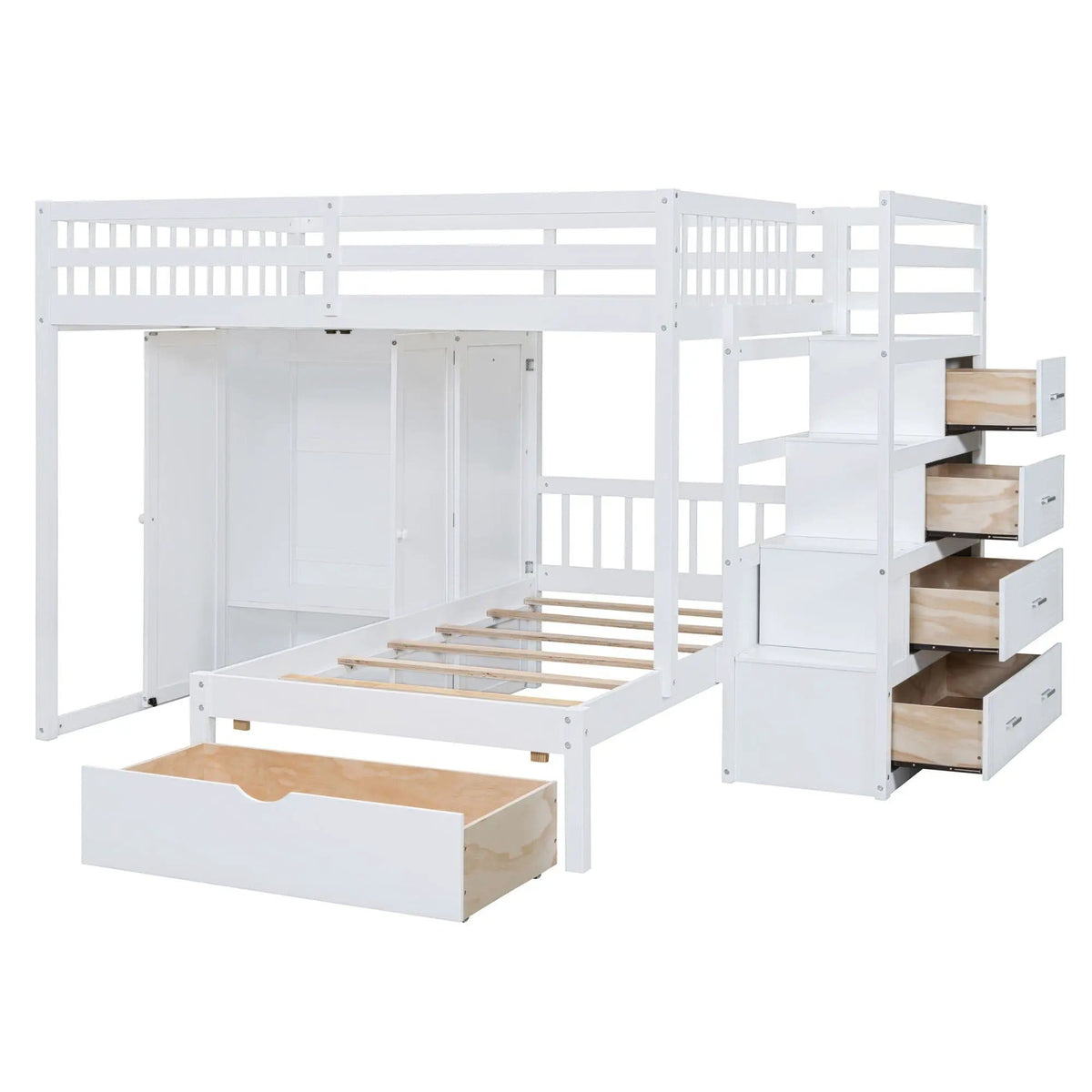 Bunk Bed With Wardrobe, Drawers | 2 Pieces | Bedroom Furniture | Bedroom