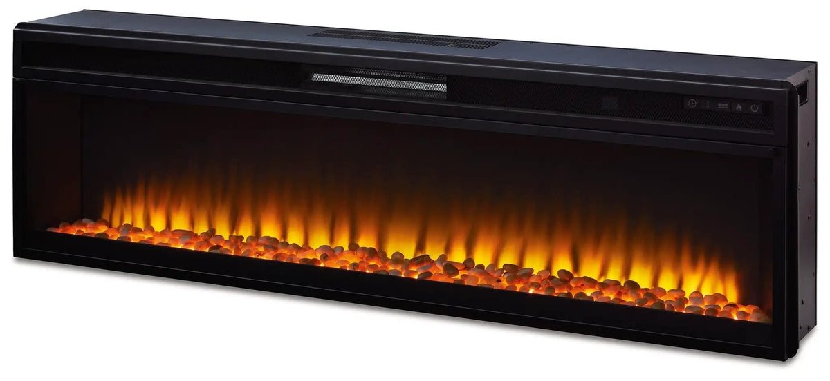 Entertainment Accessories Wide Fireplace Insert | 57.63 x 8.88 x 16.88 in | Glass | Black