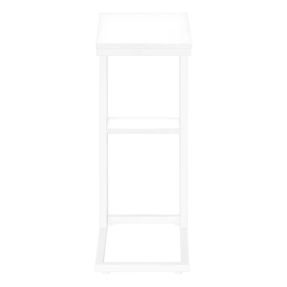 Marble Look C-Shaped Accent Table | Durable Metal Frame | Rectangular Tabletop | Portable Design