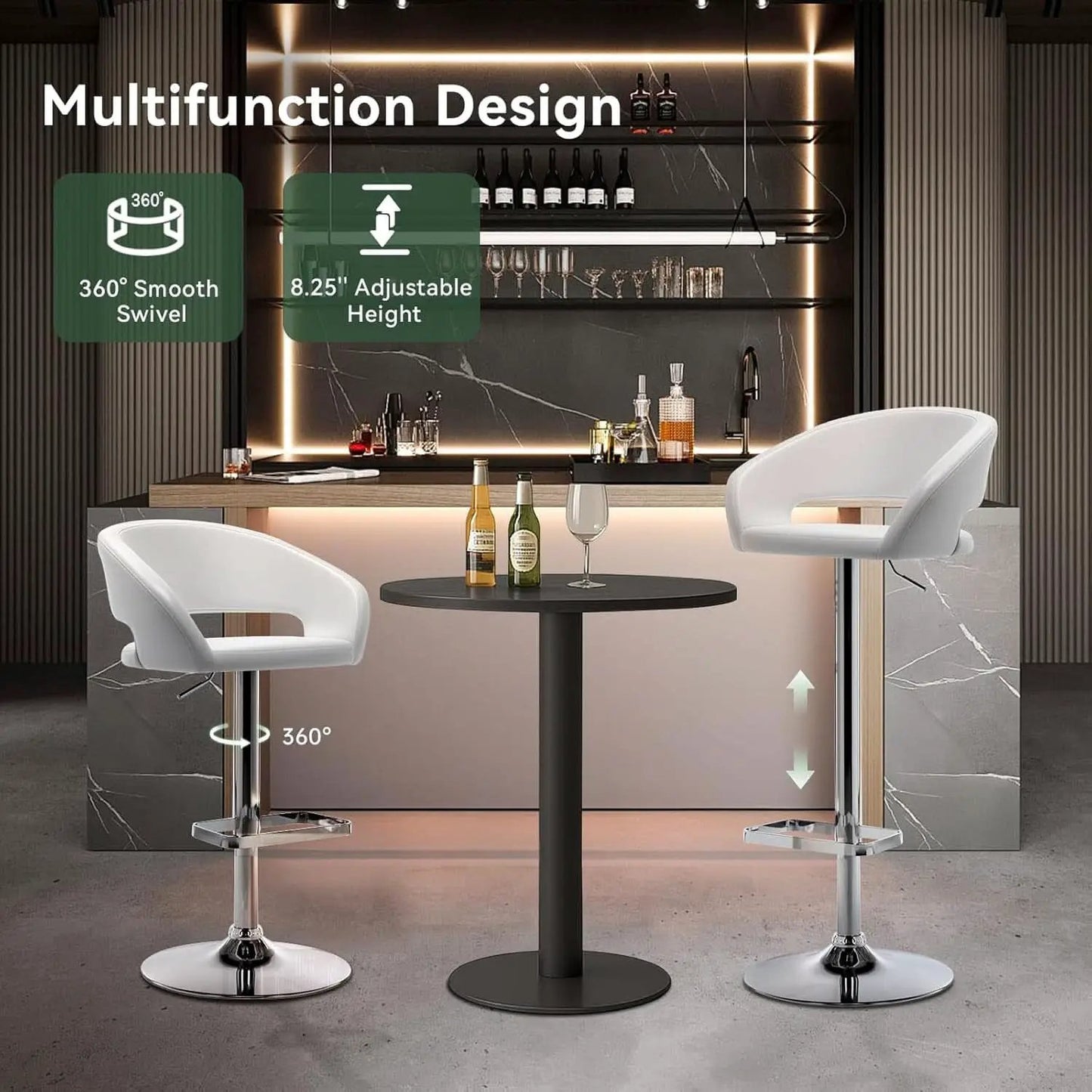 Adjustable Swivel Bar Stool with Arms and Footrest from PriceLows™