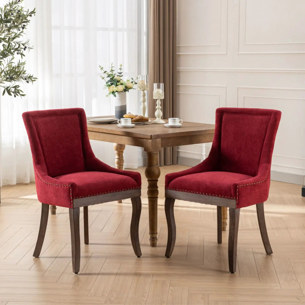 Ultra Side Dining Chairs | Set Of 2 | Luxurious Fabric | Mid-Century Modern Look
