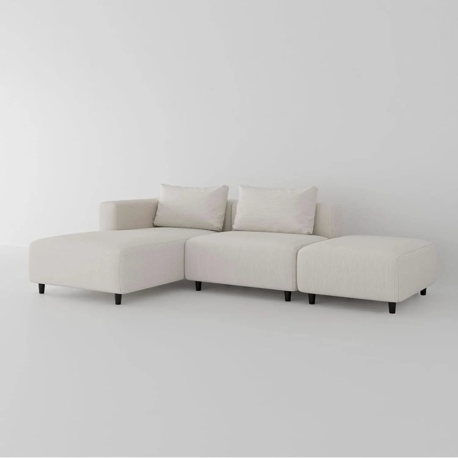 Soft Corduroy Sectional Sofa Set L Shaped Cream Modular from PriceLows™