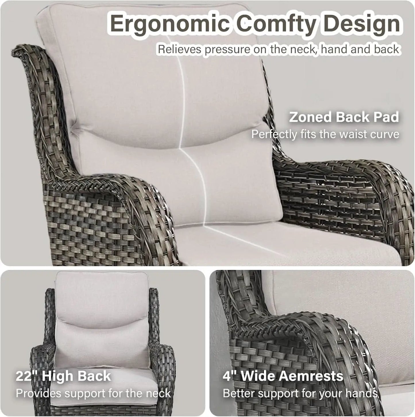 Swivel Rocker Patio Chairs Set with Cozy Coffee Table from PriceLows™