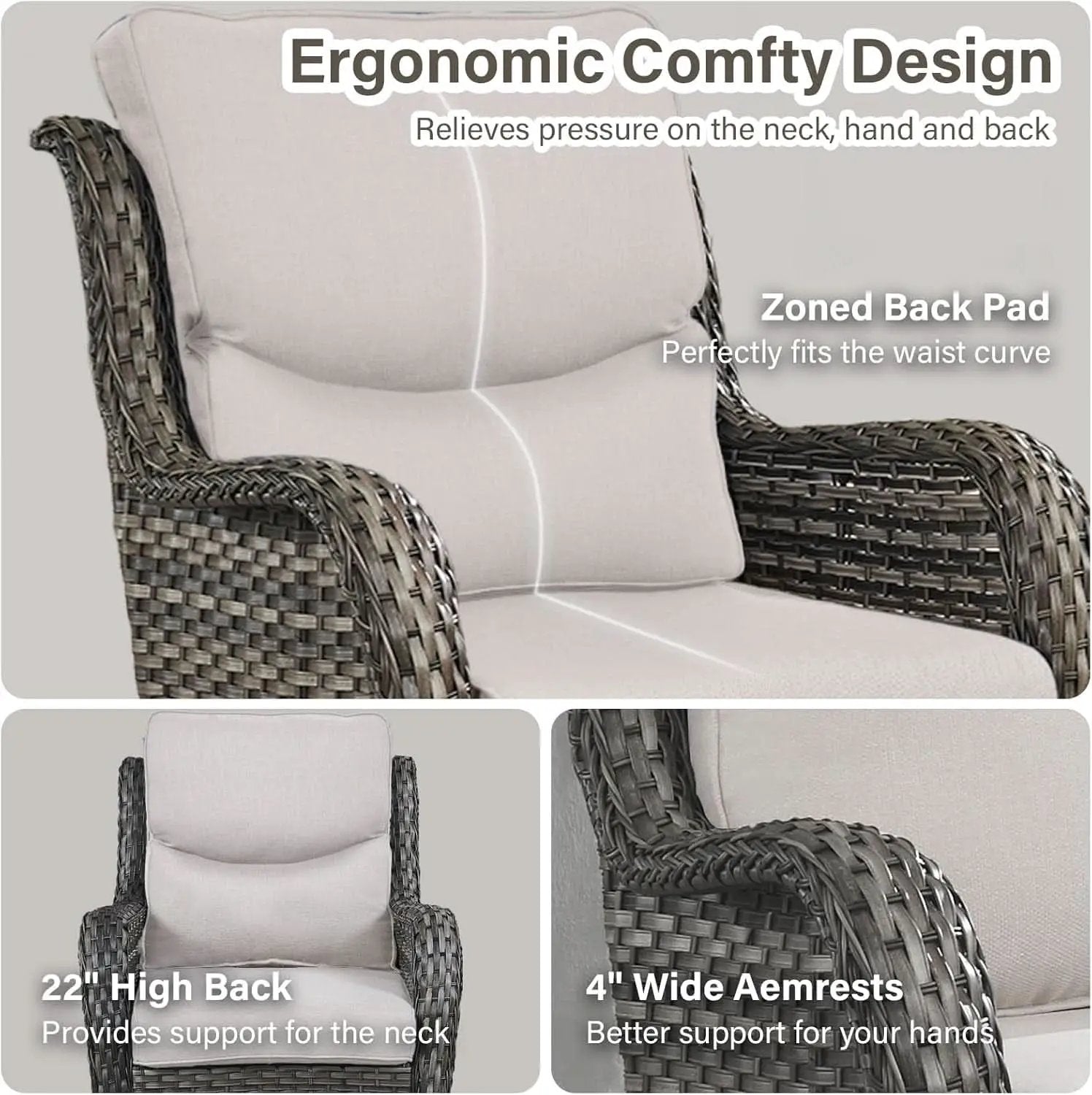 Swivel Rocker Patio Chairs Set with Cozy Coffee Table from PriceLows™