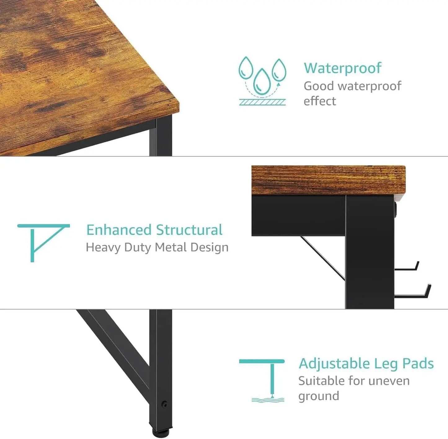 55 Inch Computer Desk With Fabric Drawers Home Office from PriceLows™