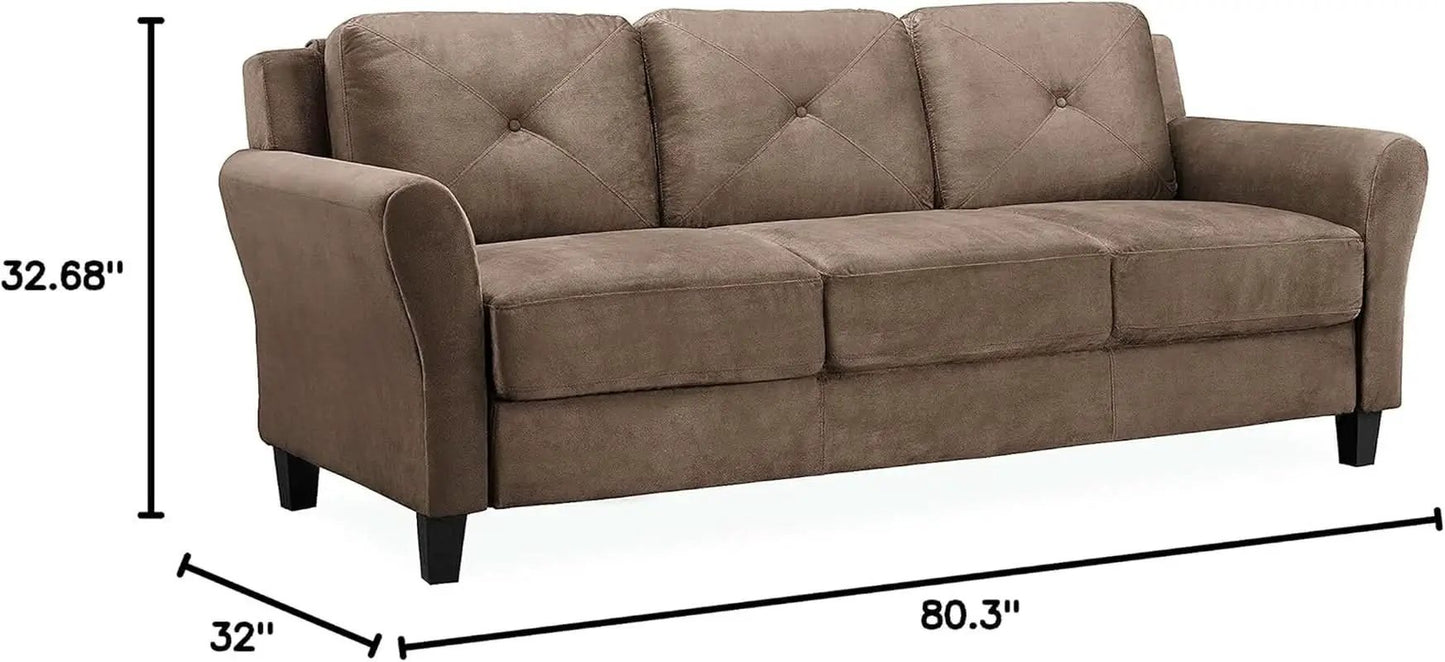 Harrington Microfiber Brown Three Seat Sofa Living Room from PriceLows™