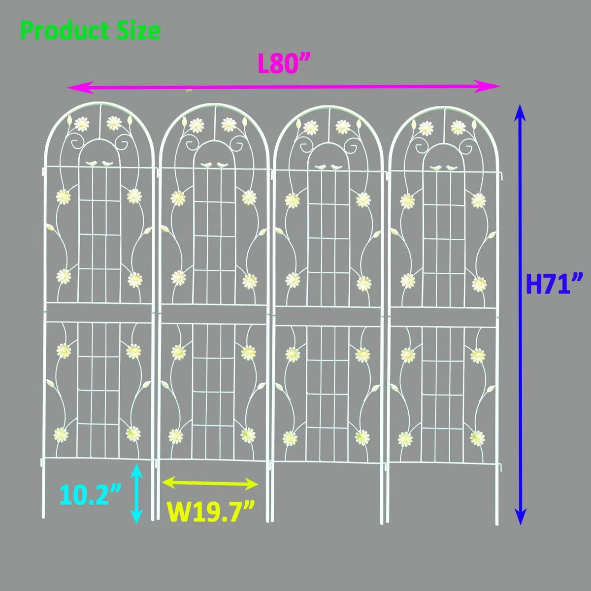 Metal Garden Trellis | Galvanized Steel | Powder Coated | 4 Piece Set