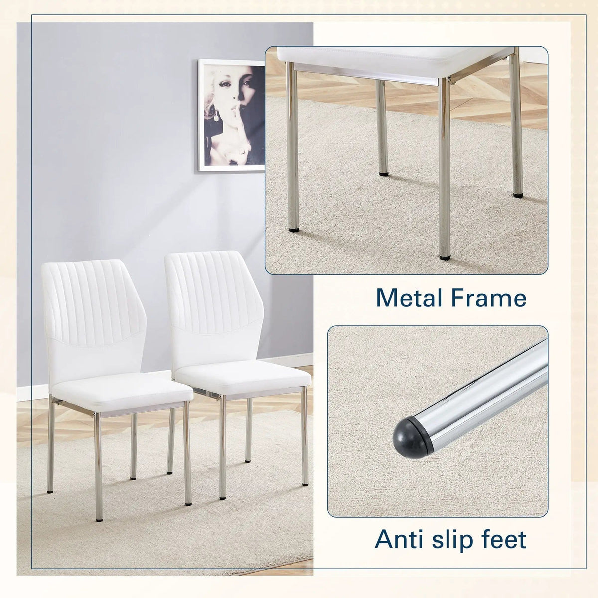 Luxury Simple High Resilience Dining Chair With Metal Legs Chair Set | 2 Pieces | Metal & Ceramic | Dining Room