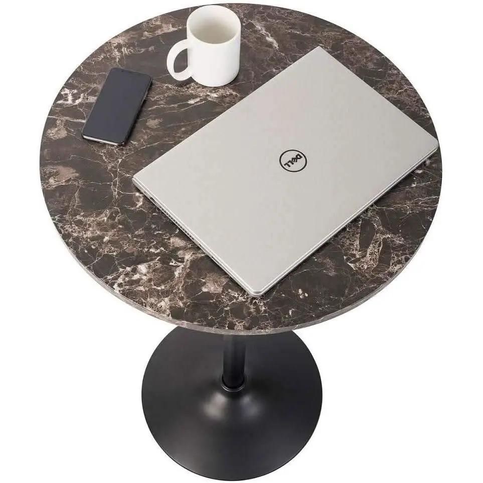 Round Bar Table With Faux Marble Top And Metal Base from PriceLows™