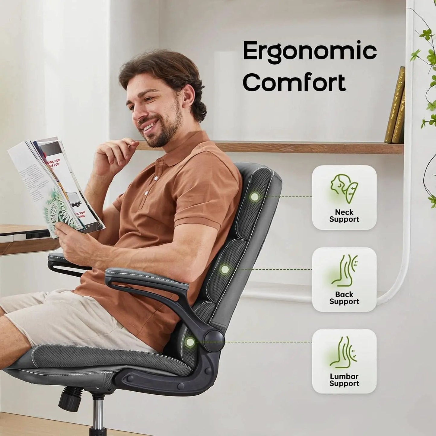 Gray Ergonomic Office Chair With Adjustable Height from PriceLows™