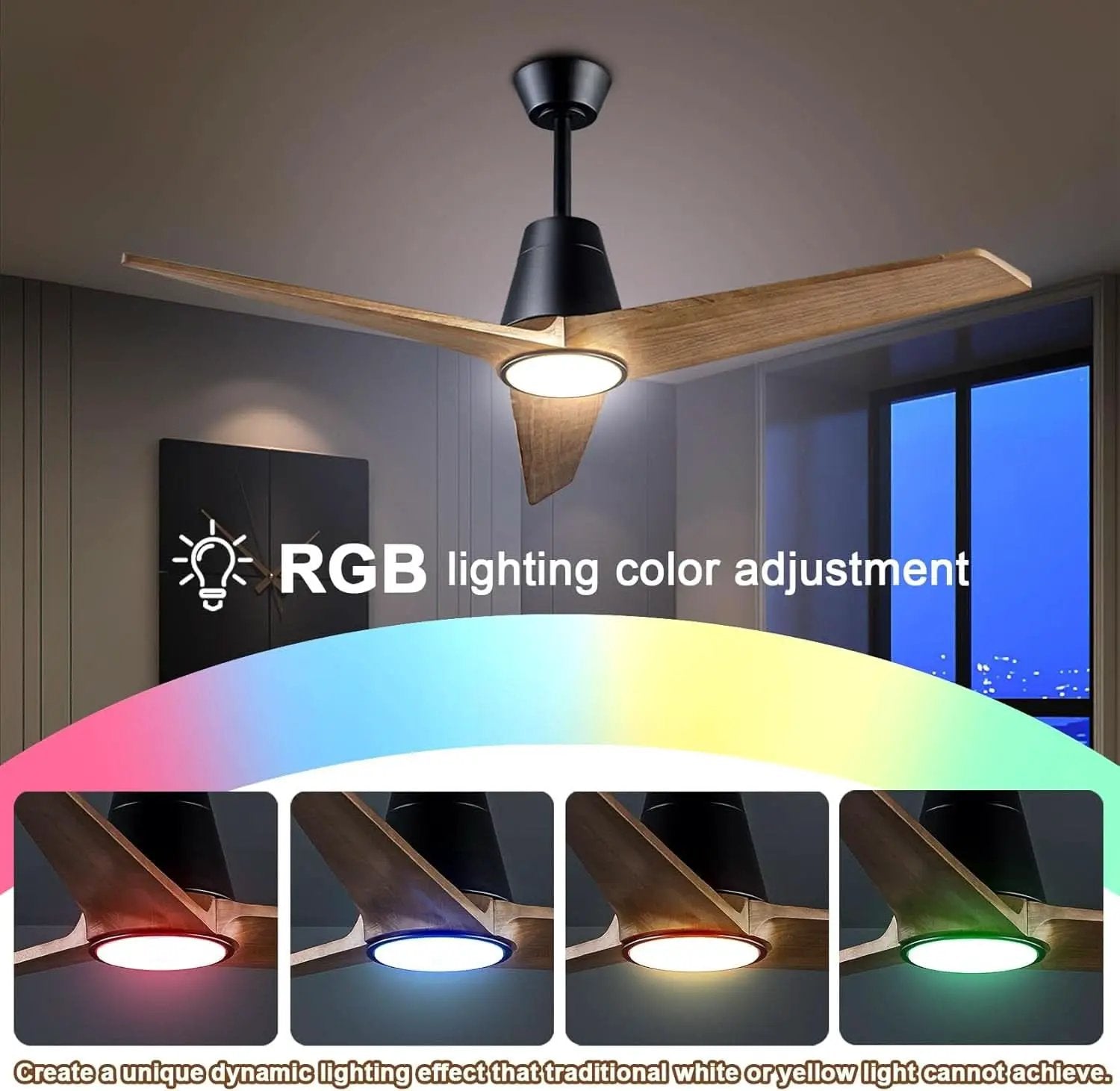 52 Inch Ceiling Fan With Remote Black Walnut Indoor Outdoor from PriceLows™